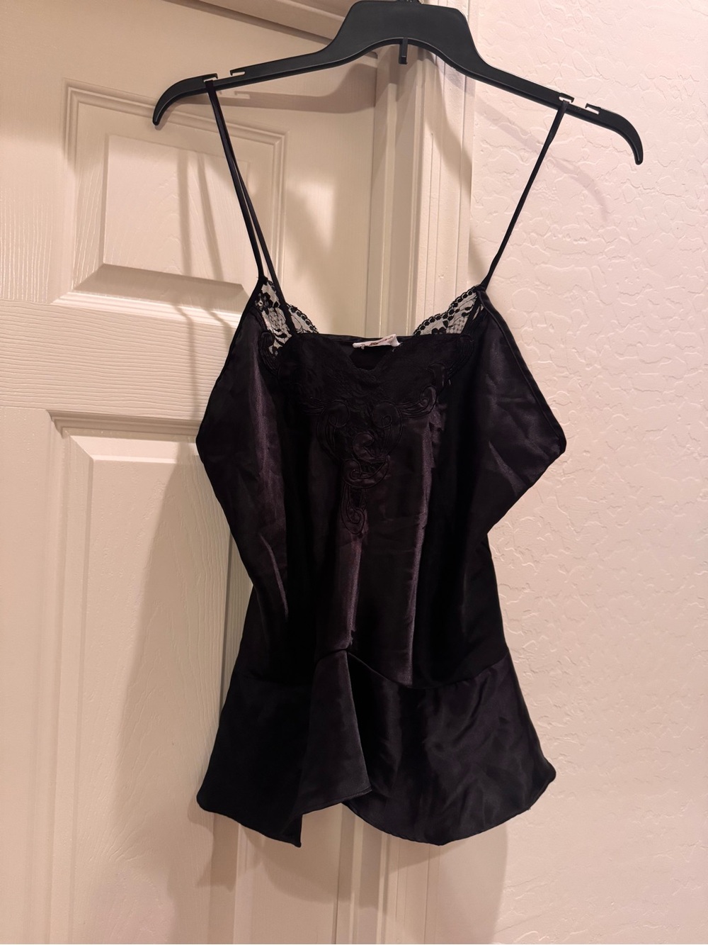 Ilise Stevens Vintage Black Lace Slip Top Whimsigoth Goth Coquette 80s Size XL